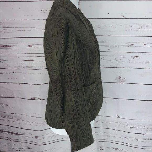 Reba Olive Green animal print Size Small Fitted Jacket blazer - Picture 2 of 12